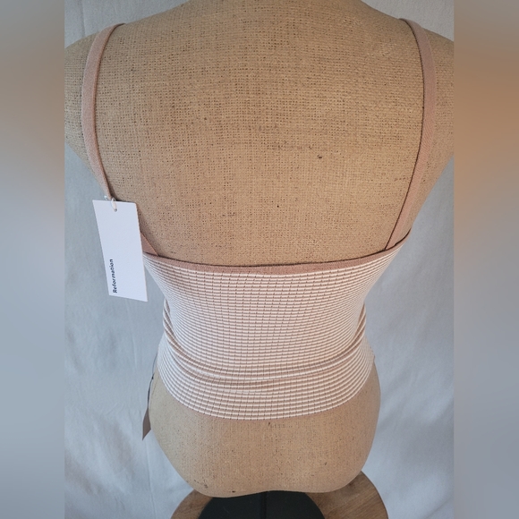 Reformation Lorenzo Striped Cami Top Tan and Cream Color Nwt - Picture 3 of 7